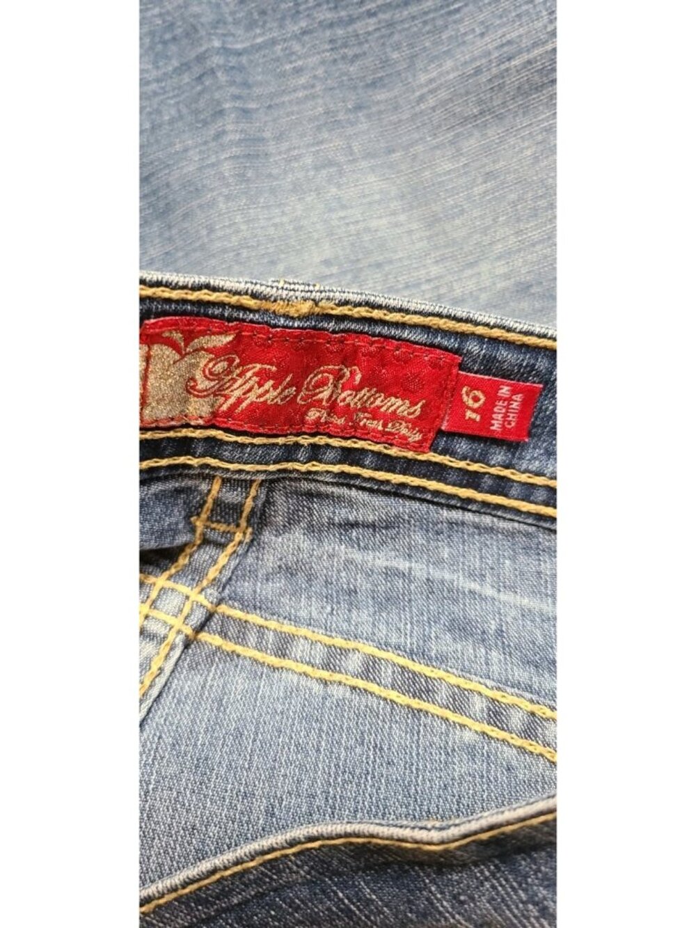 Vintage Apple Bottoms Jeans Sz 16 Blue Tapered Y2K Embroidered Apple Sexy 90s - Picture 7 of 14